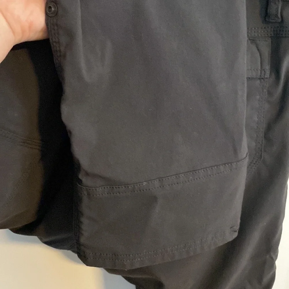 Prana Stretch Breathe Cargo Pants Belted Charcoal Gray Size 34 x 32 EUC